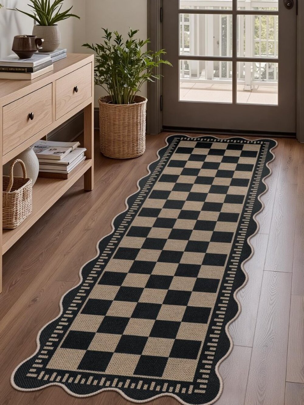 Checkered 2x6 Kitchen Runner Rug, Washable Rugs for Entryway Non Slip Outdoor